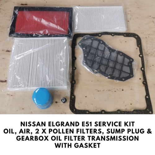 Nissan Elgrand E51 2002-2010 Service Kit Oil Air Pollen Cabin Filter Sump Plug