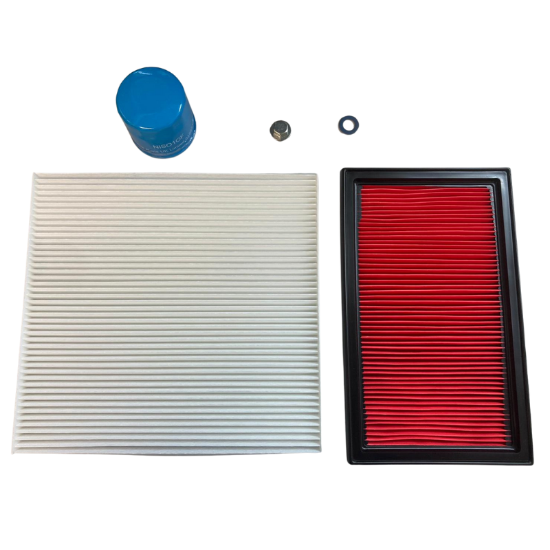 nissan elgrand e52 3.5 2010-2014 service kit. Includes air filter, oil filter, pollen filter & sump plug with washer.