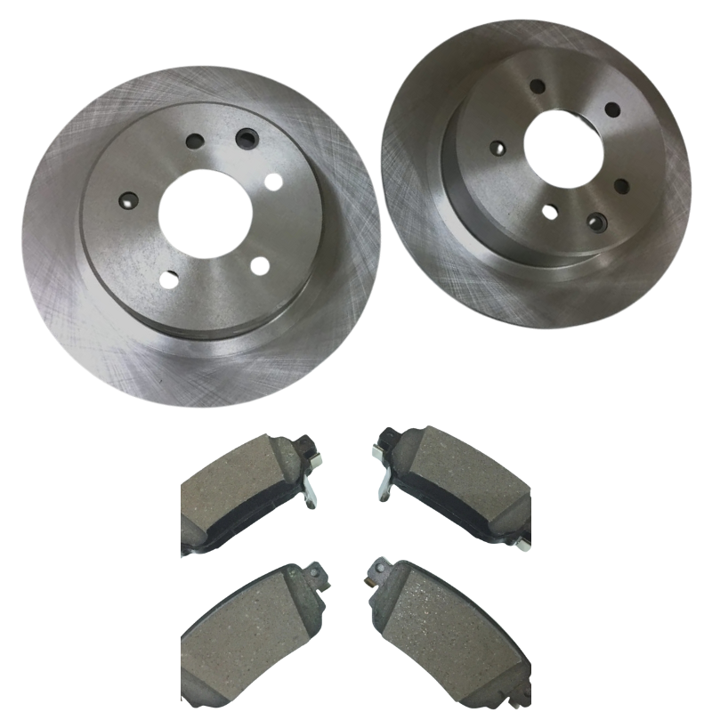 a pair of silver vented rear brake discs and pads for the nissan serena c27 2016-2022.