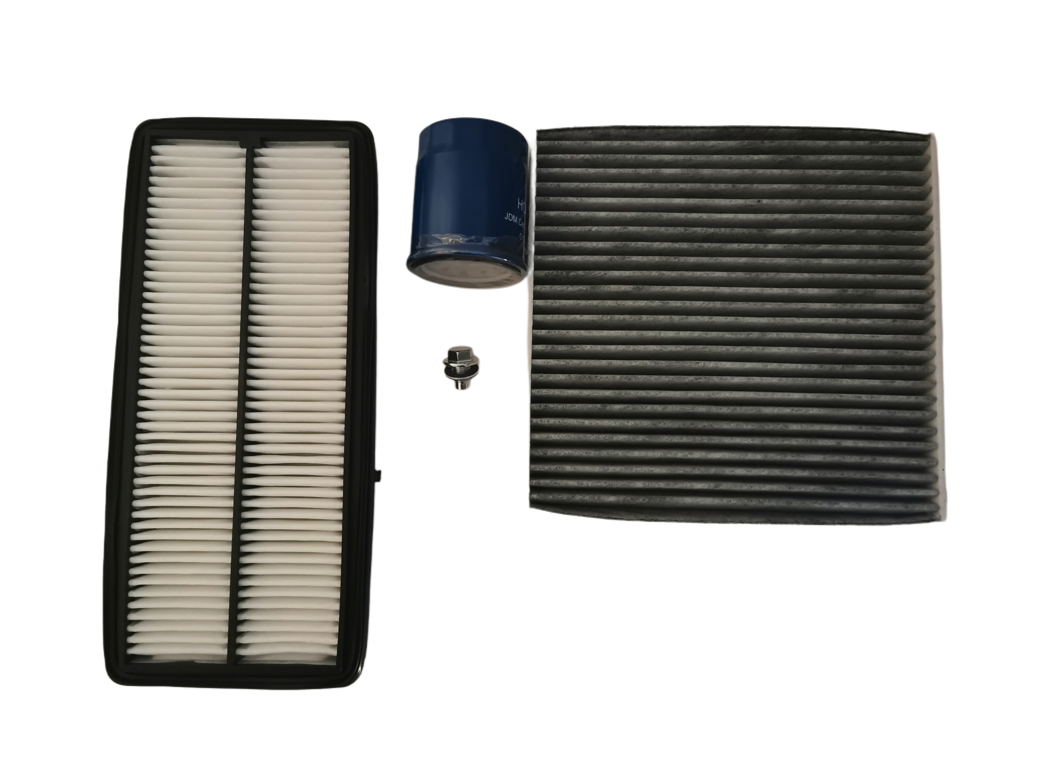 a service kit for the honda elysion. The kit contains an oil filter, air filter, cabin/pollen filter and sump plug with washer.