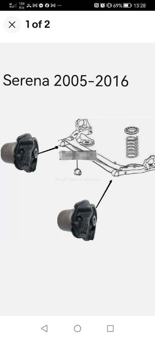 Nissan Serena C25 2005-2010 Rear Axle Bushes Pair