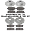 Nissan Elgrand E52 2010-2019 Front & Rear Brake Discs & Pads