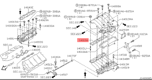 Genuine Nissan Elgrand E51 2002-2010Upper Manifold Gasket/Plenum Gasket