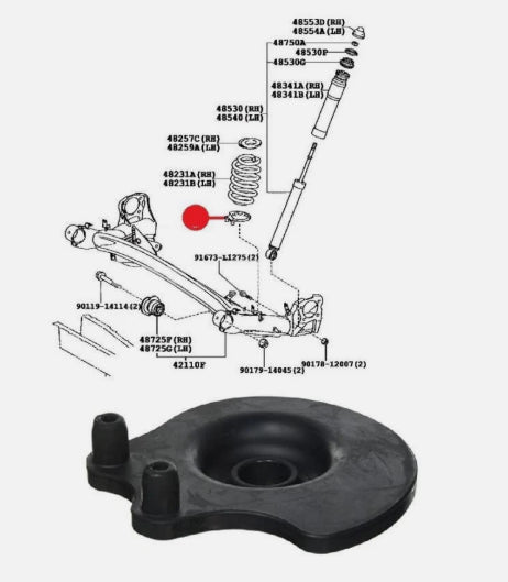 Toyota Estima 2006-Onwards Rear Upper Coil Spring Seat