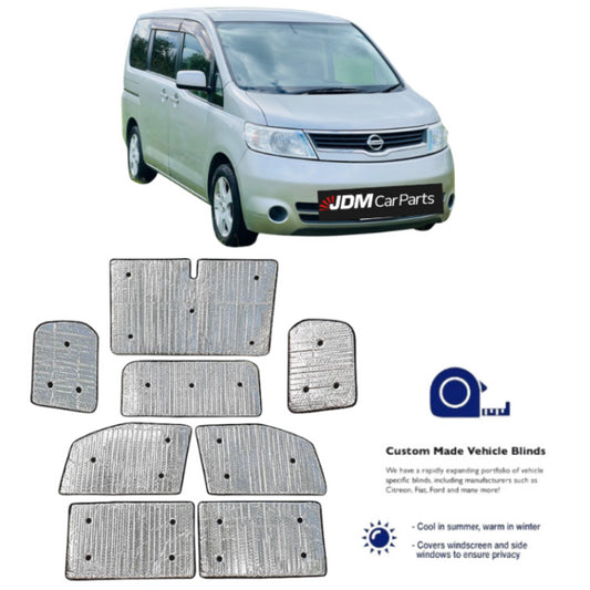 Nissan Serena C25 2005-2010 Thermal Vehicle Blinds Front Set & Rear