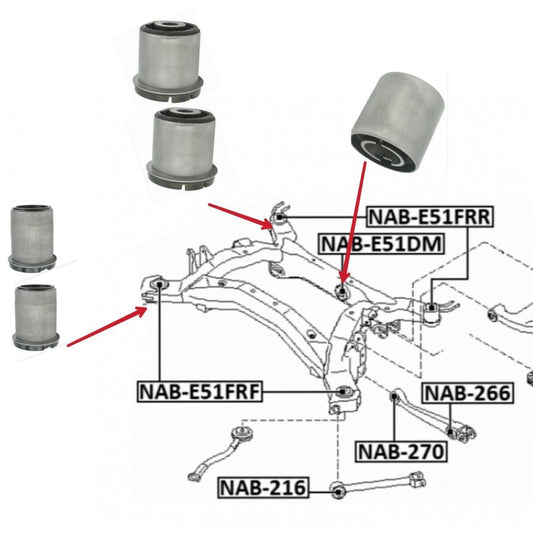 Nissan Elgrand E51 2002-2010 Rear Subframe Bush Kit
